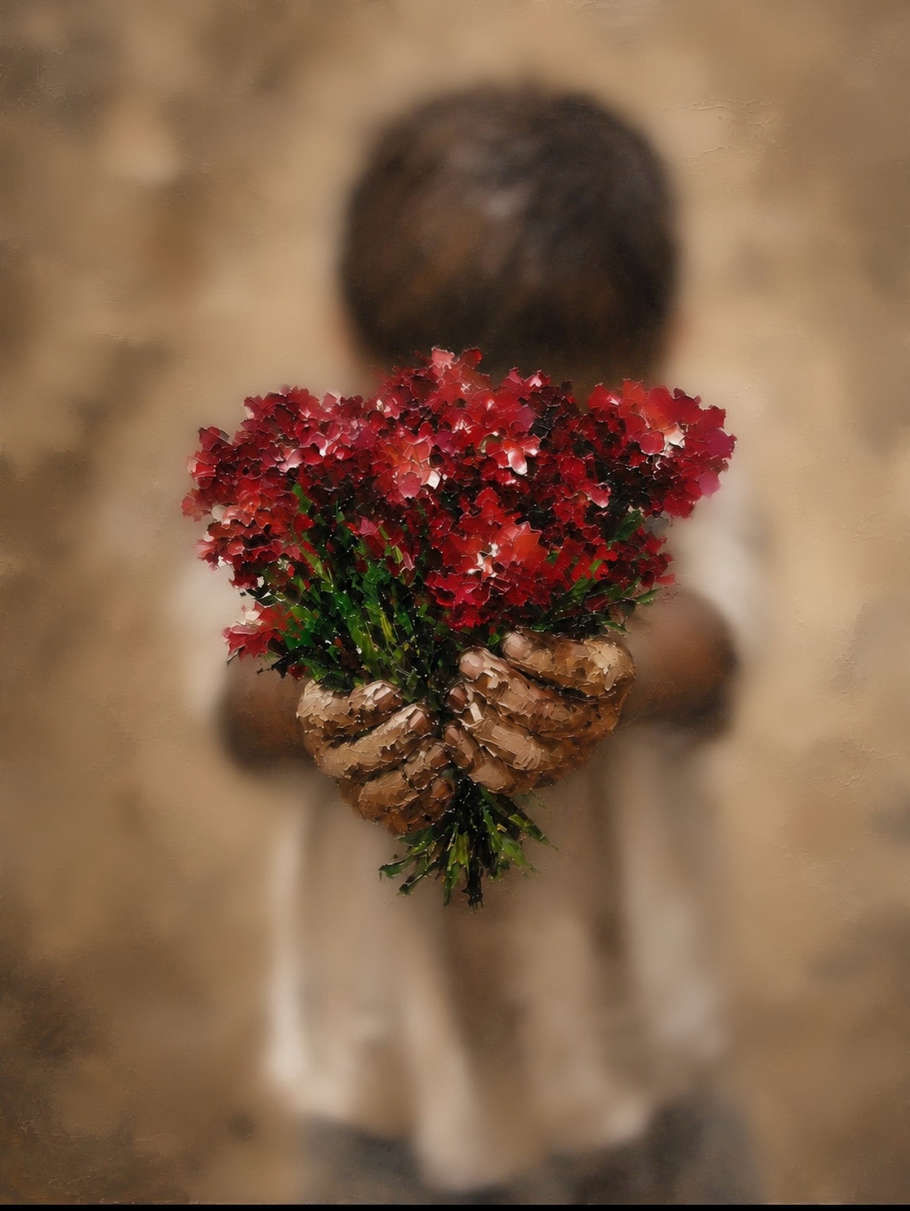 A child selling flowers on the street!
